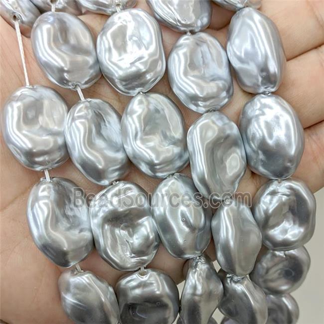 Baroque Style Pearlized Shell Beads Freeform Graysilver