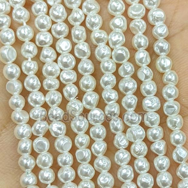White Pearlized Shell Chips Beads Freeform