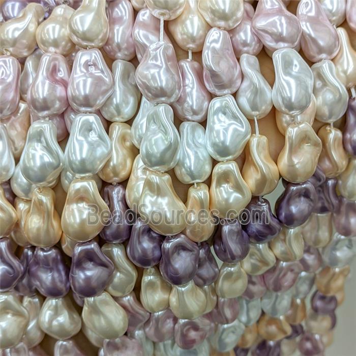 Baroque Style Pearlized Shell Beads Freeform Mixed Color