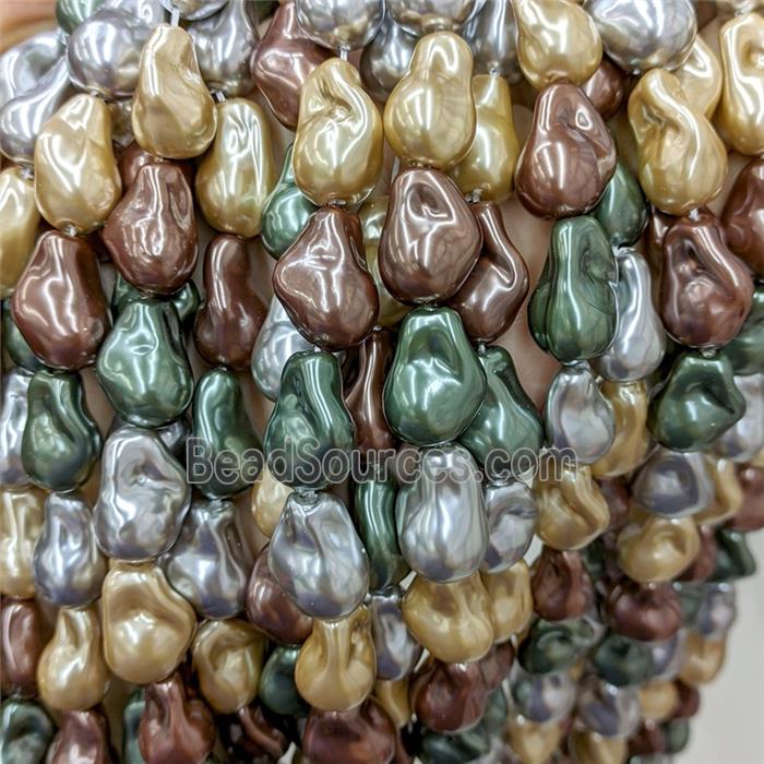 Baroque Style Pearlized Shell Beads Freeform Mixed Color