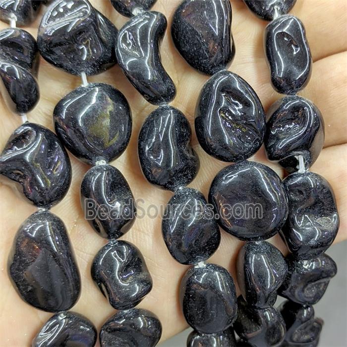 Pearlized Shell Beads Freeform Black Dye