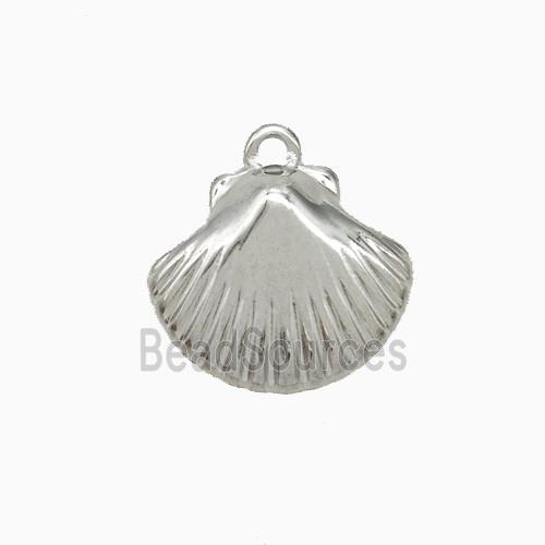 Raw Stainless Steel Scallop Shell Pendant