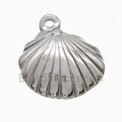 Raw Stainless Steel Scallop Shell Pendant