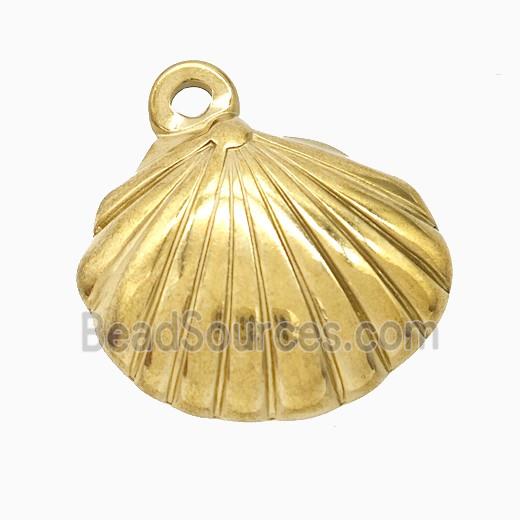 Stainless Steel Scallop Shell Pendant Gold Plated