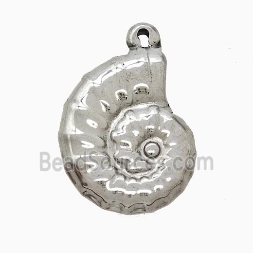 Raw Stainless Steel Spiral Shell Pendant
