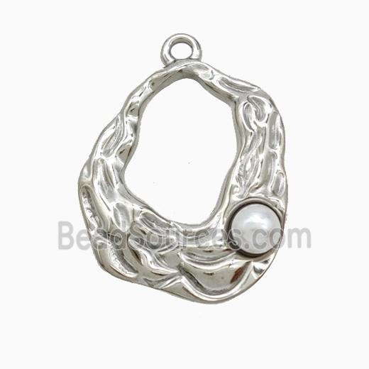 Raw Stainless Steel Pendant Pave Resin Hammered