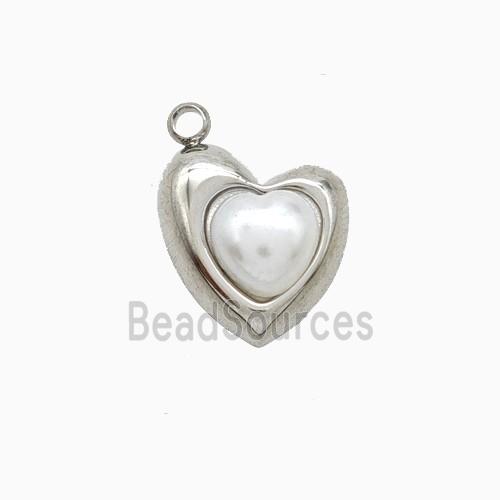 Raw Stainless Steel Heart Pendant Pave Resin