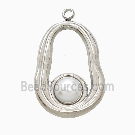 Raw Stainless Steel Teardrop Pendant Pave Resin