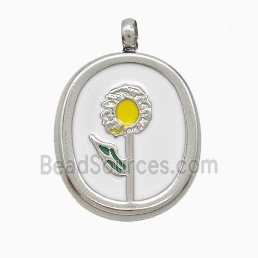 Raw Stainless Steel Flower Pendant Enamel