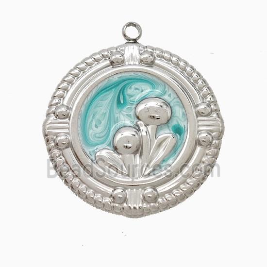 Raw Stainless Steel Flower Pendant Painted