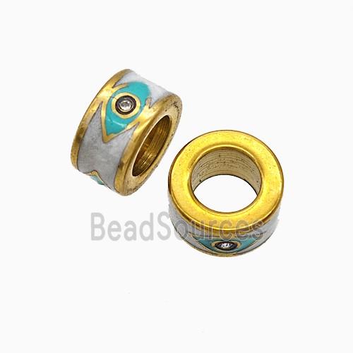 Stainless Steel Tube Beads Enamel Large Hole Eye Gold Plated