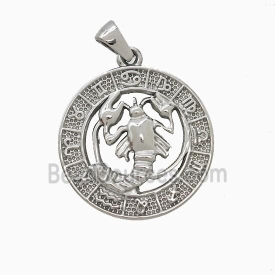 Raw Stainless Steel Symbols Pendant Zodiac Cancer Circle