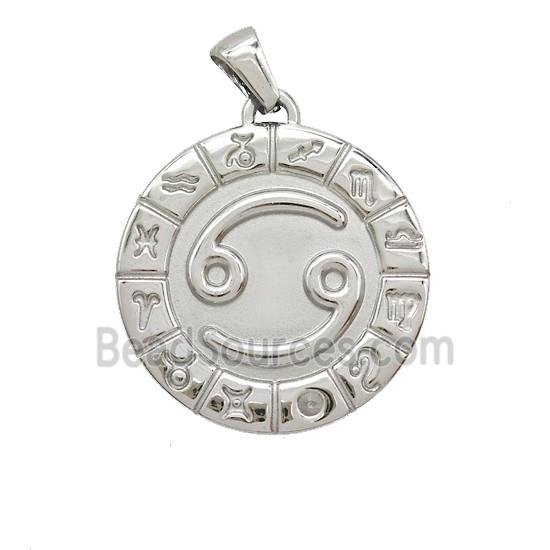 Raw Stainless Steel Symbols Pendant Zodiac Cancer