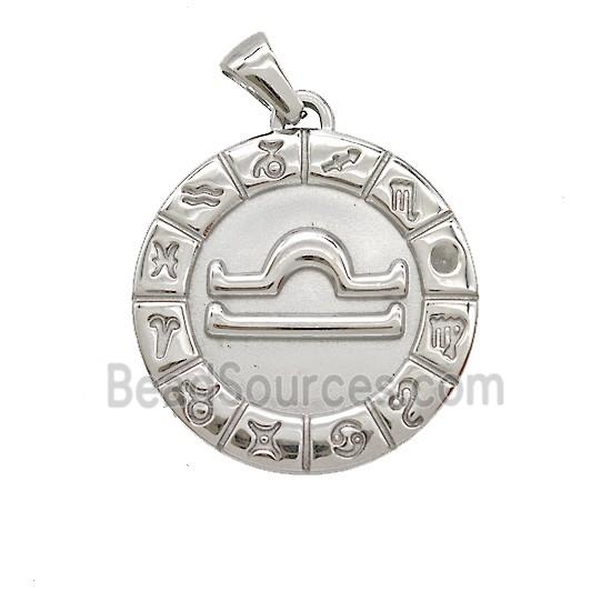 Raw Stainless Steel Symbols Pendant Zodiac Libra