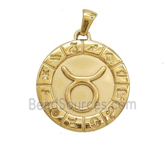 Stainless Steel Symbols Pendant Zodiac Taurus Gold Plated