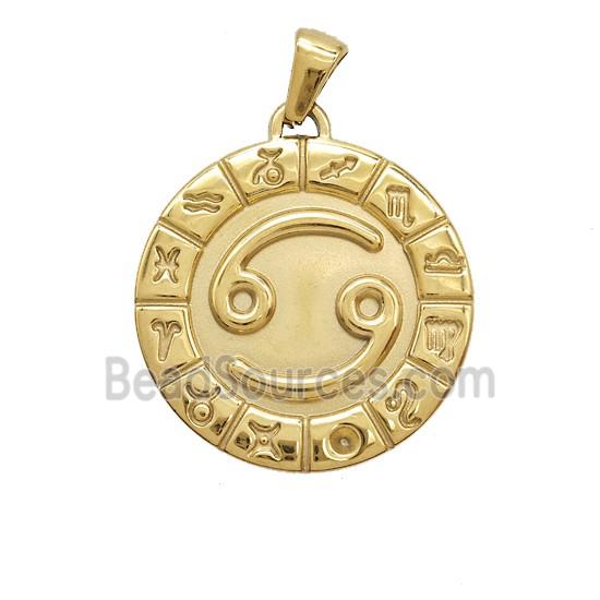 Stainless Steel Symbols Pendant Zodiac Cancer Gold Plated