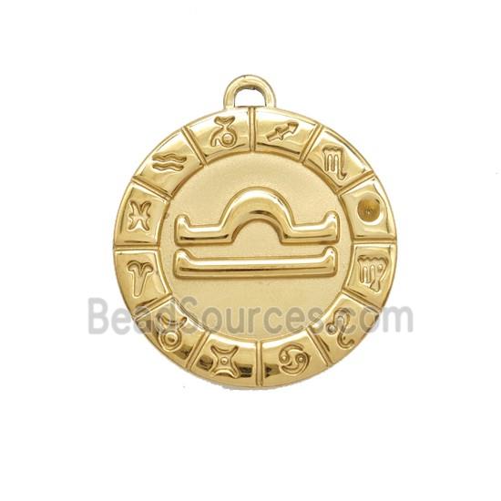 Stainless Steel Symbols Pendant Zodiac Libra Gold Plated