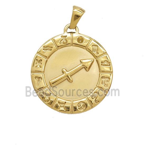 Stainless Steel Symbols Pendant Zodiac Sagittarius Gold Plated