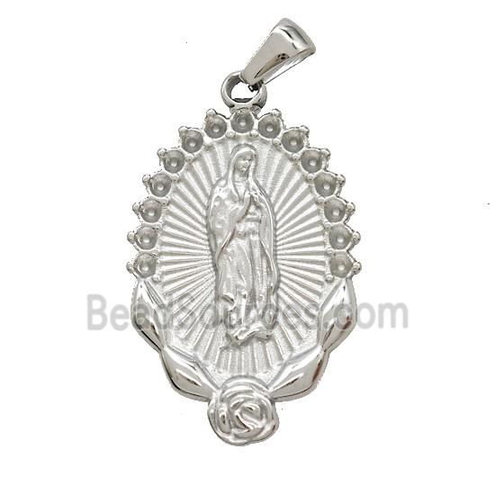 Raw Stainless Steel Virgin Mary Pendant