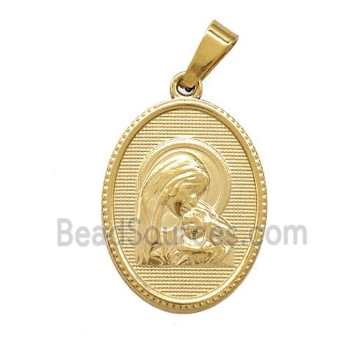 Stainless Steel Virgin Mary Pendant Gold Plated