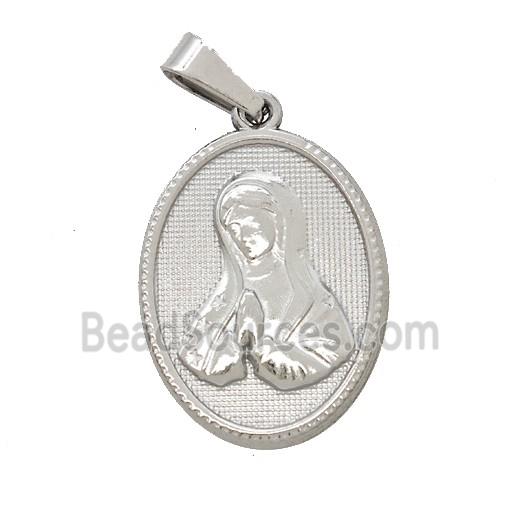 Raw Stainless Steel Virgin Mary Pendant Praying