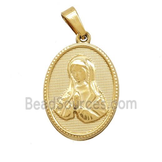 Stainless Steel Virgin Mary Pendant Praying Gold Plated