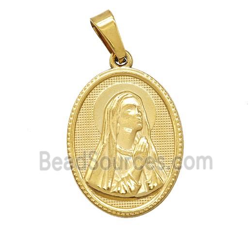 Stainless Steel Virgin Mary Pendant Praying Gold Plated