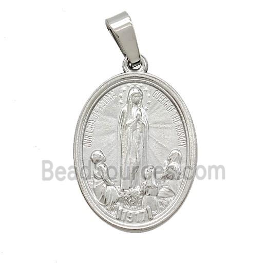Raw Stainless Steel Virgin Mary Pendant Praying