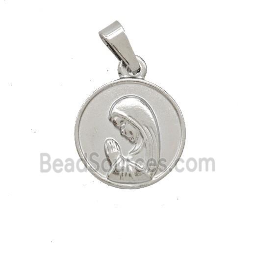 Raw Stainless Steel Virgin Mary Pendant Praying