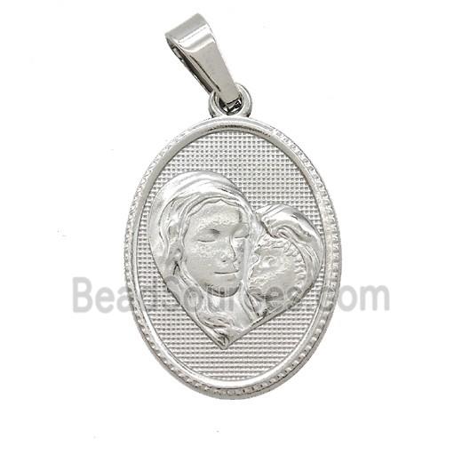 Raw Stainless Steel Virgin Mary Baby Pendant