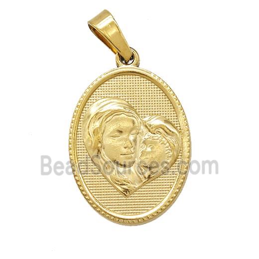 Stainless Steel Virgin Mary Baby Pendant Gold Plated