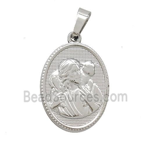 Raw Stainless Steel Jesus Pendant