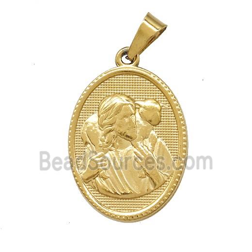 Stainless Steel Jesus Pendant Gold Plated