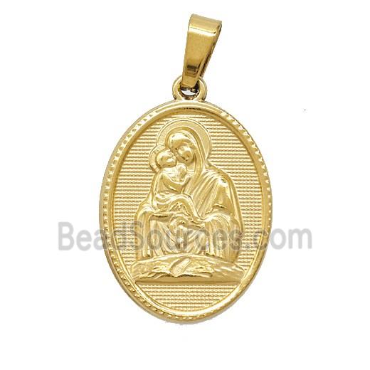 Stainless Steel Virgin Mary Baby Pendant Gold Plated
