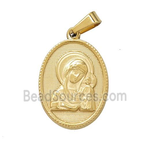 Stainless Steel Virgin Mary Pendant Gold Plated
