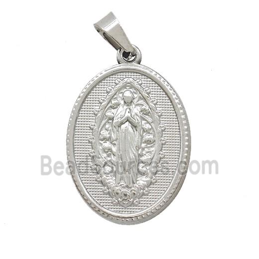 Raw Stainless Steel Virgin Mary Pendant