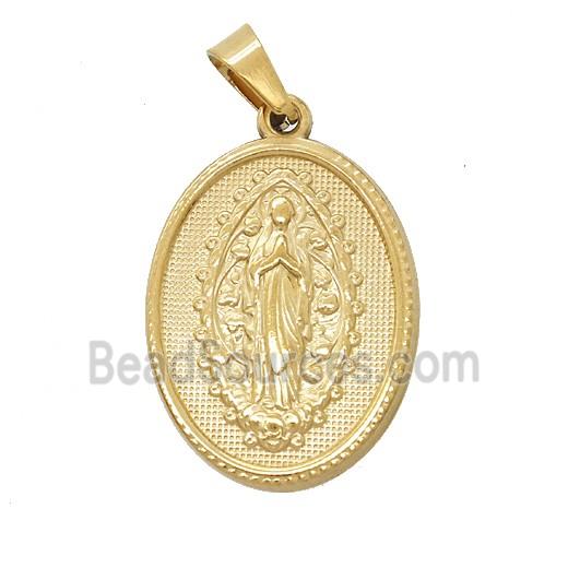 Stainless Steel Virgin Mary Pendant Gold Plated