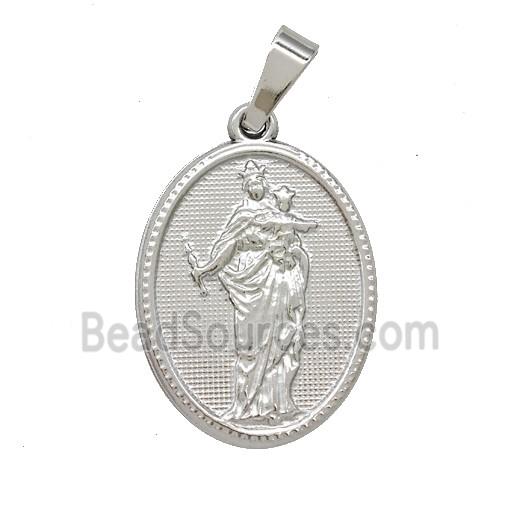 Raw Stainless Steel Virgin Mary Pendant
