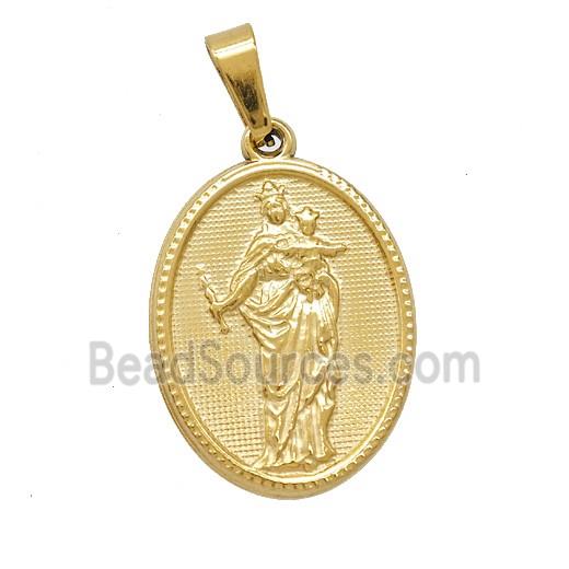 Stainless Steel Virgin Mary Pendant Gold Plated