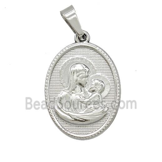Raw Stainless Steel Virgin Mary Baby Pendant