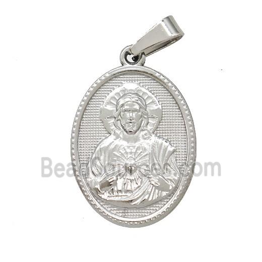 Raw Stainless Steel Jesus Pendant