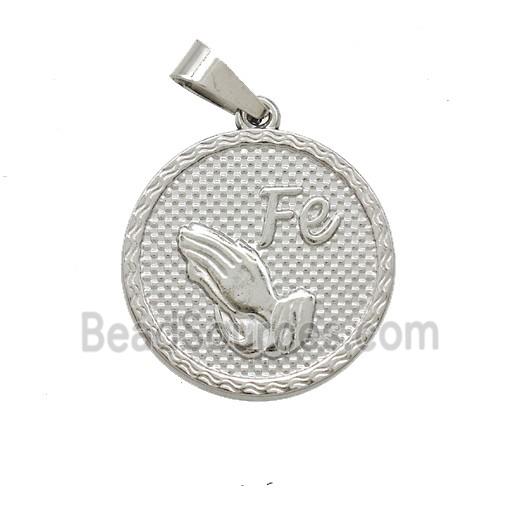 Raw Stainless Steel Praying Hand Pendant Fe