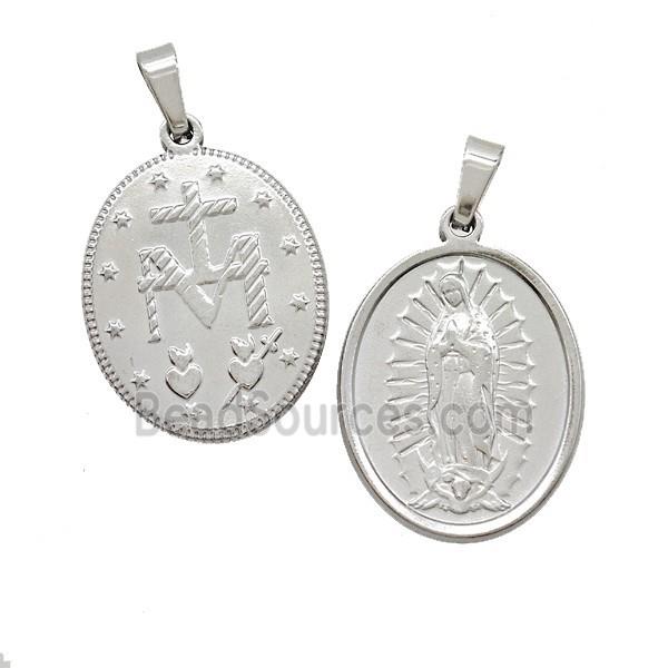 Raw Stainless Steel Virgin Mary Medals Pendant
