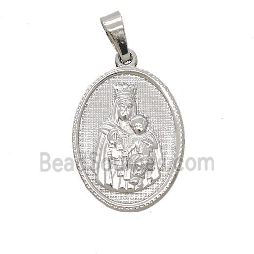 Raw Stainless Steel Virgin Mary Baby Pendant
