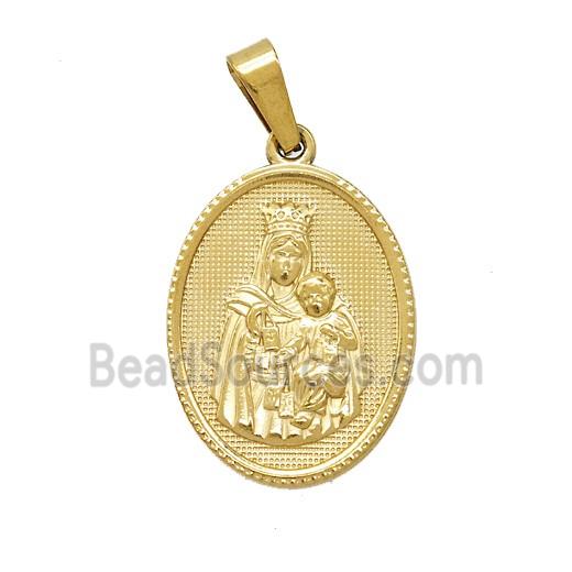 Stainless Steel Virgin Mary Baby Pendant Gold Plated