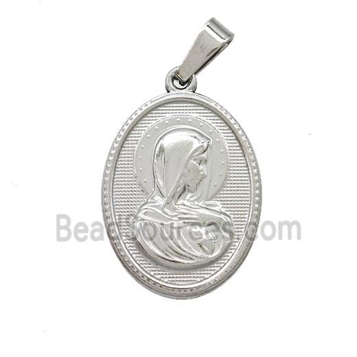 Raw Stainless Steel Virgin Mary Pendant