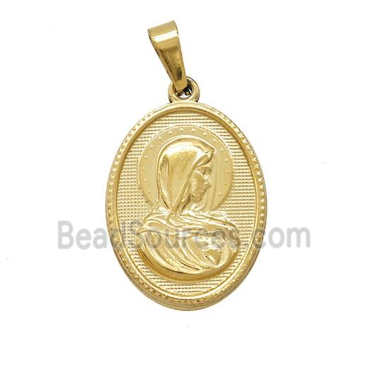 Stainless Steel Virgin Mary Pendant Gold Plated