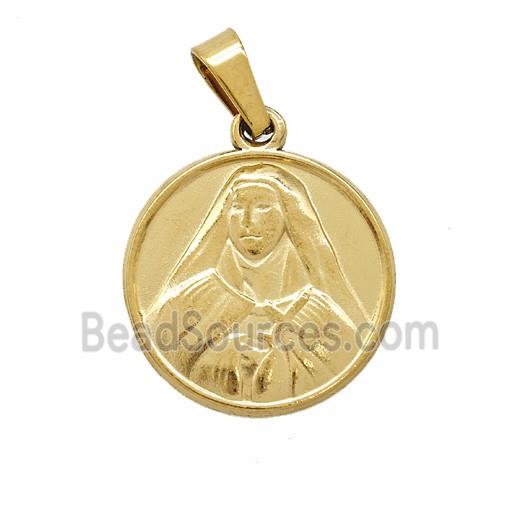 Stainless Steel Virgin Mary Pendant Gold Plated