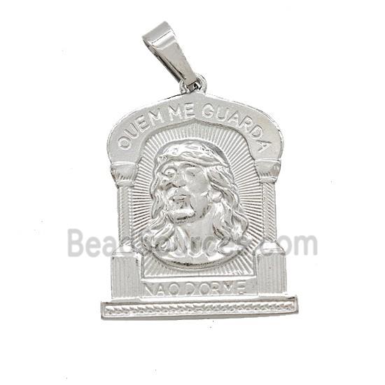 Raw Stainless Steel Jesus Pendant