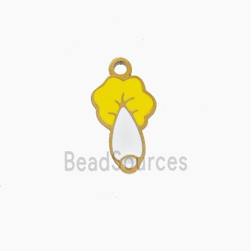 Stainless Steel Cabbage Pendant White Yellow Enamel Gold Plated
